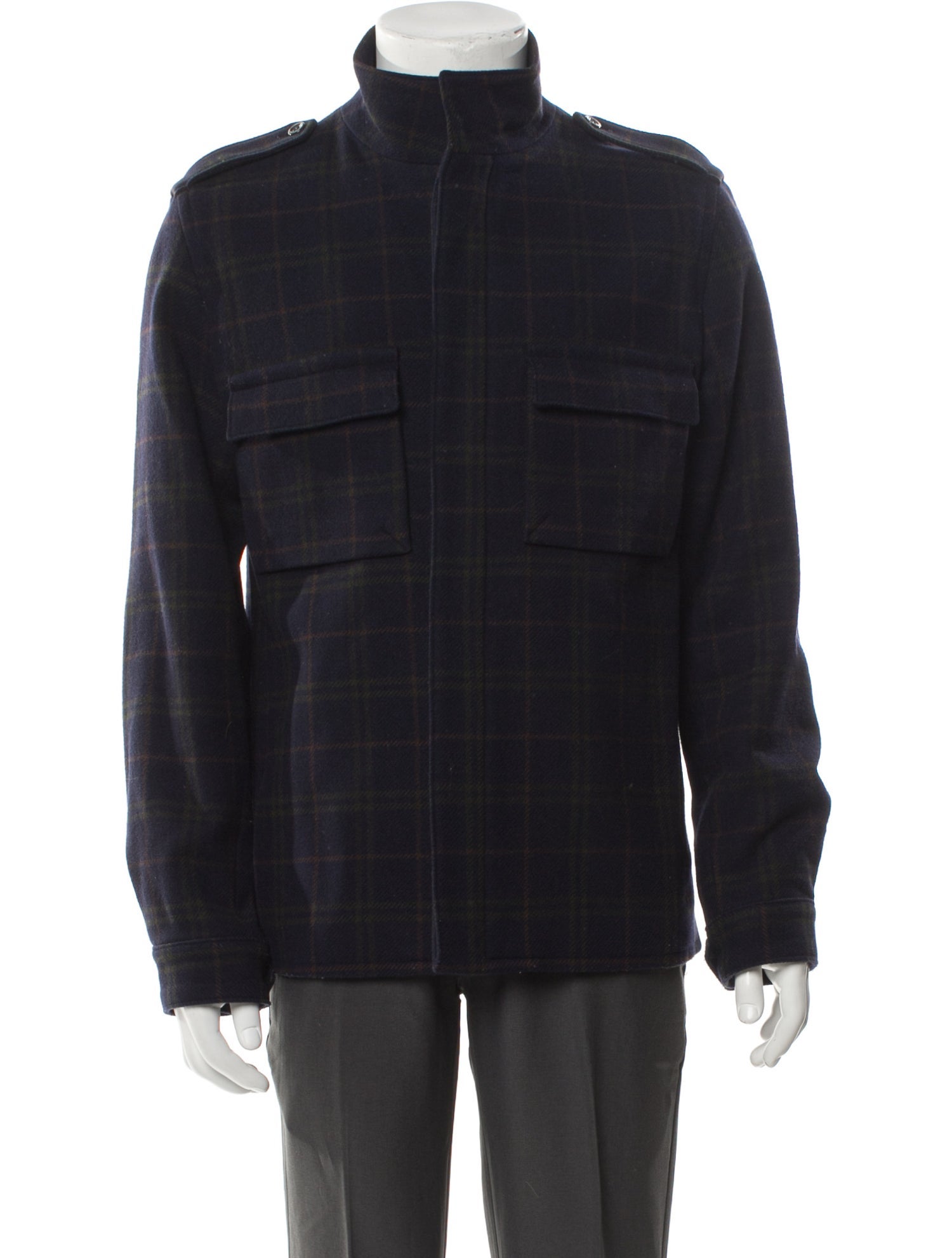 A.P.C. Wool Plaid Print Utility Jacket