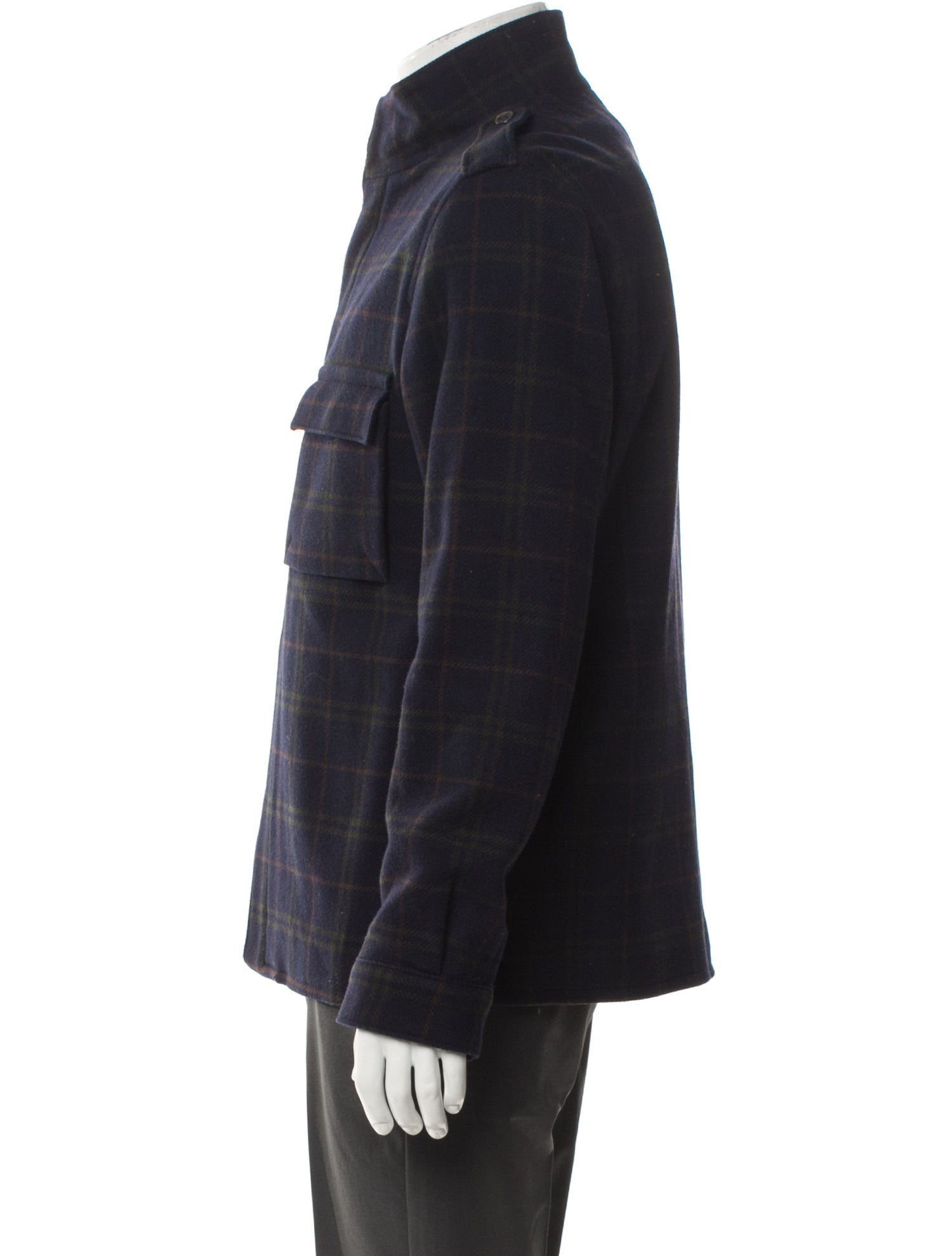 A.P.C. Wool Plaid Print Utility Jacket