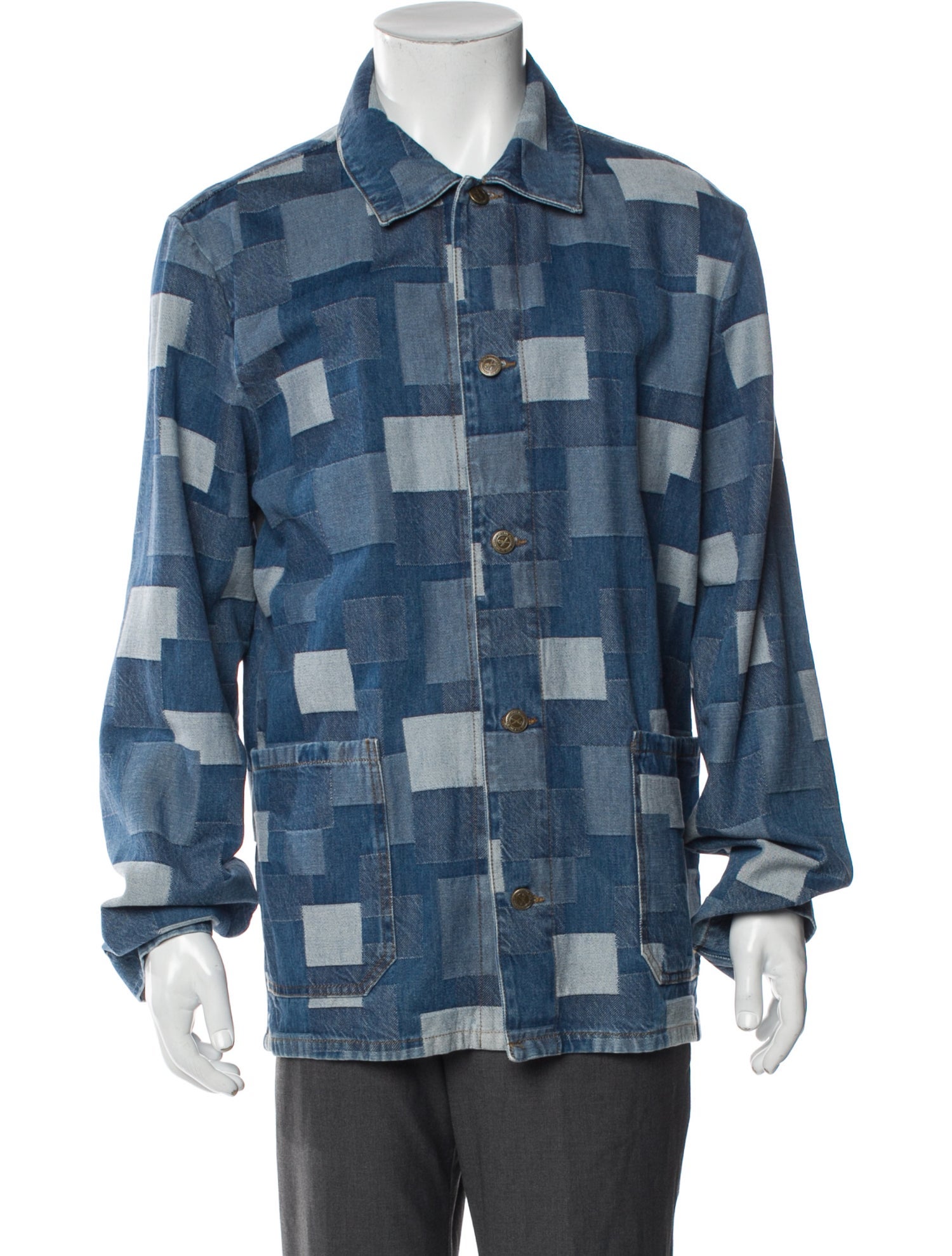 A.P.C. Plaid Print Denim Jacket