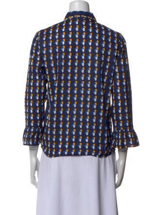 A.P.C. Printed Three-Quarter Sleeve Button-Up Top