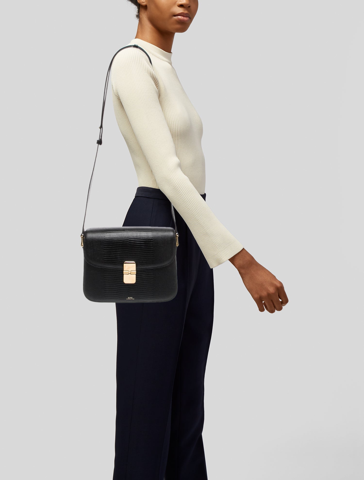 A.P.C. Embossed Leather Shoulder Bag