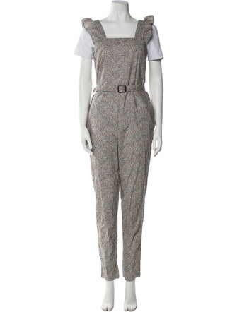 A.P.C. Floral Print Square Neckline Jumpsuit
