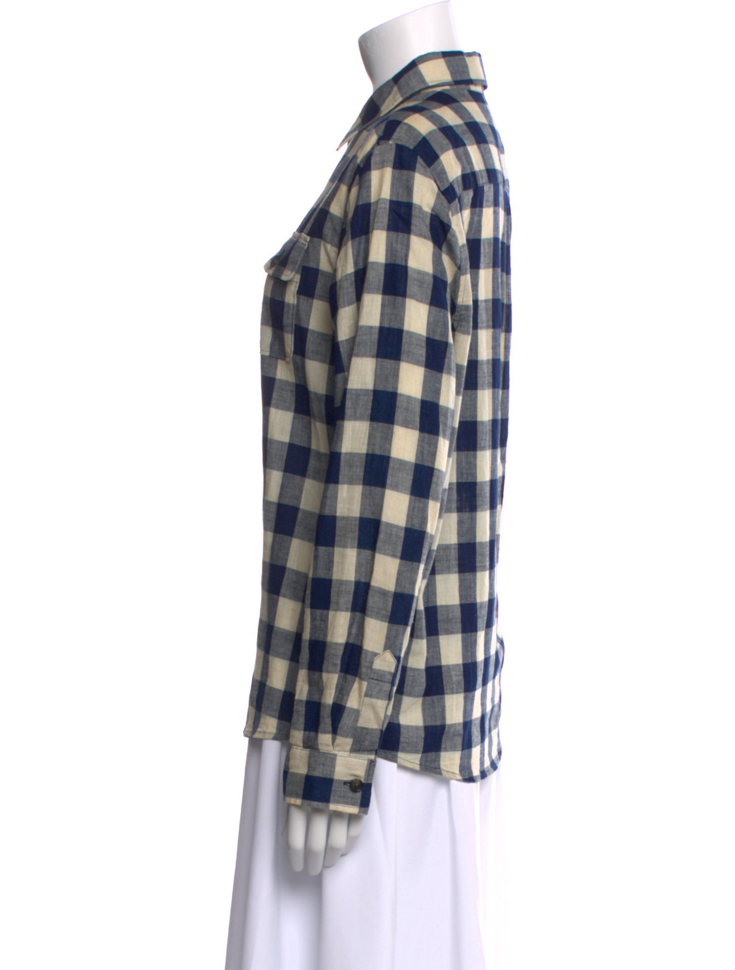 A.P.C. Plaid Print Long Sleeve Button-Up Top