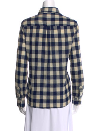 A.P.C. Plaid Print Long Sleeve Button-Up Top