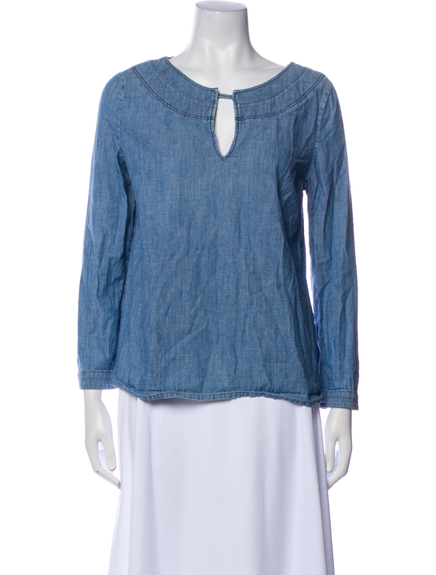 A.P.C. V-Neck Three-Quarter Sleeve Blouse