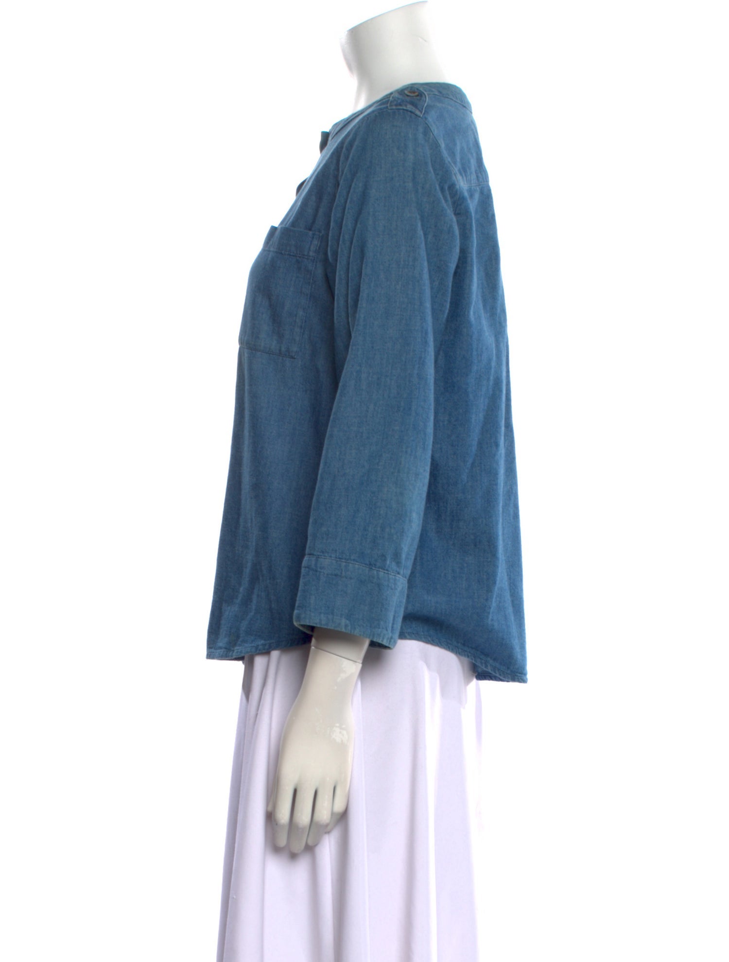 A.P.C. Crew Neck Three-Quarter Sleeve Button-Up Top