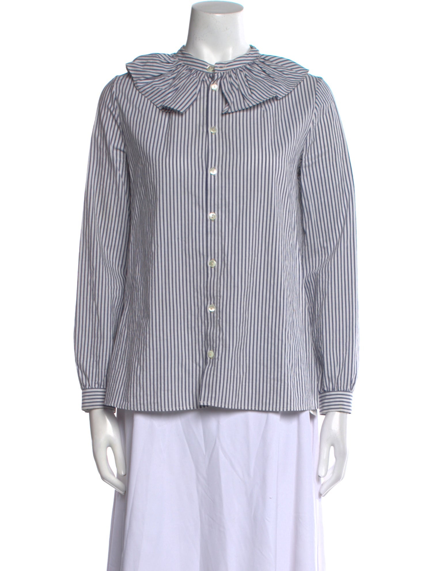 A.P.C. Striped Mock Neck Blouse