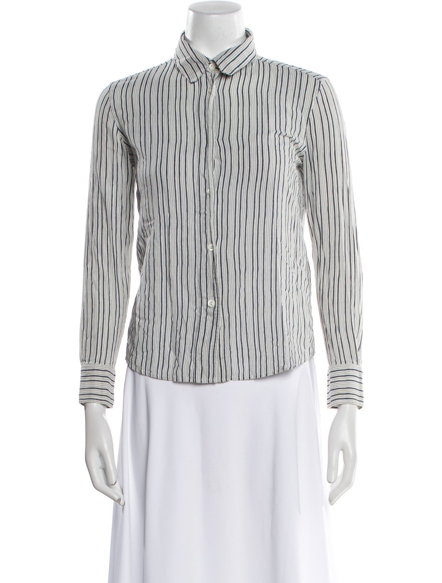 A.P.C. Striped Long Sleeve Button-Up Top
