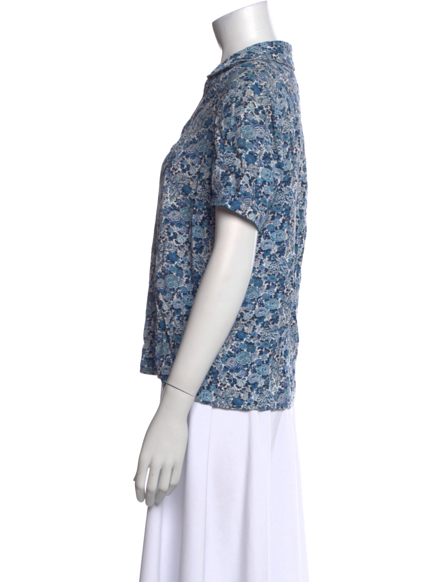 A.P.C. Floral Print Short Sleeve Button-Up Top