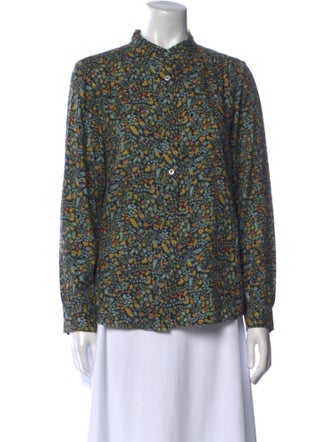 A.P.C. Floral Print Mock Neck Blouse