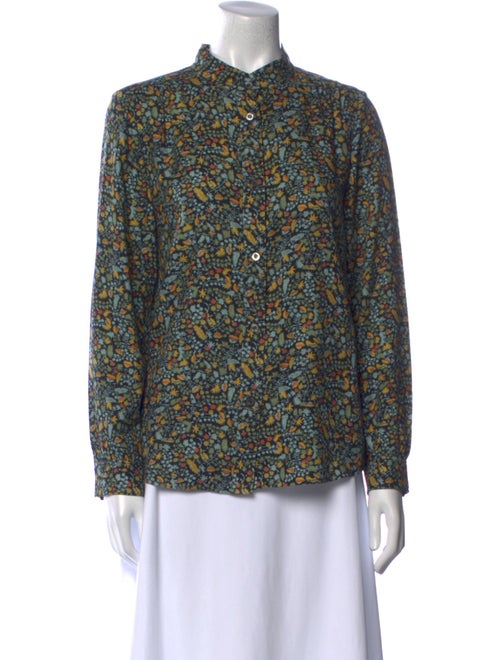 A.P.C. Floral Print Mock Neck Blouse