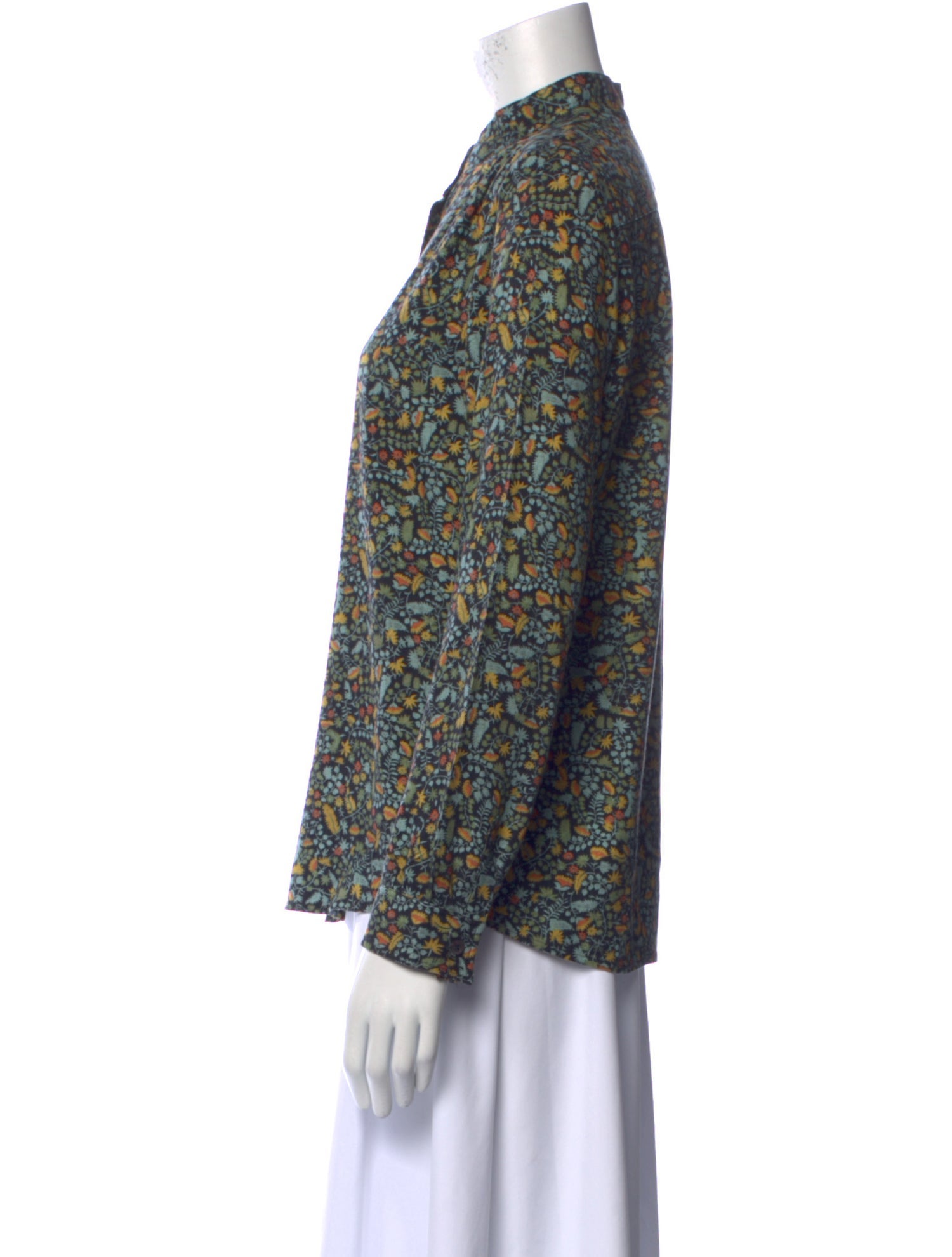 A.P.C. Floral Print Mock Neck Blouse