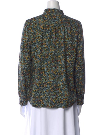 A.P.C. Floral Print Mock Neck Blouse