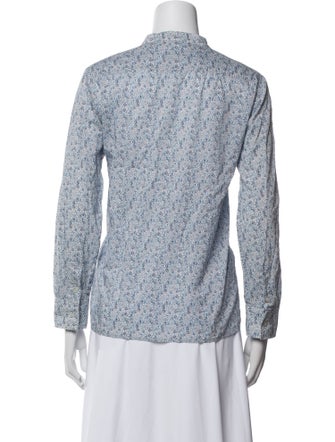A.P.C. Floral Print Mock Neck Button-Up Top