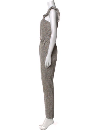 A.P.C. Floral Print Square Neckline Jumpsuit