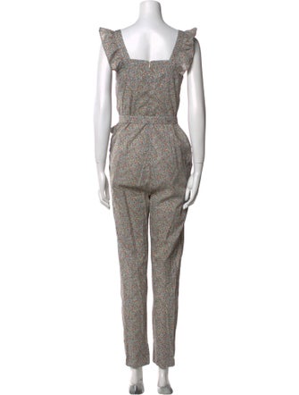 A.P.C. Floral Print Square Neckline Jumpsuit