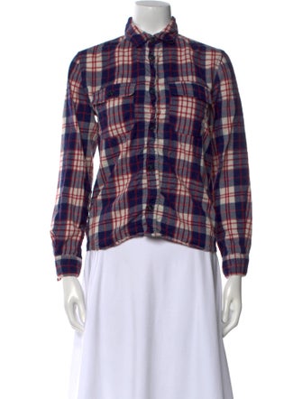 A.P.C. Wool Plaid Print Button-Up Top