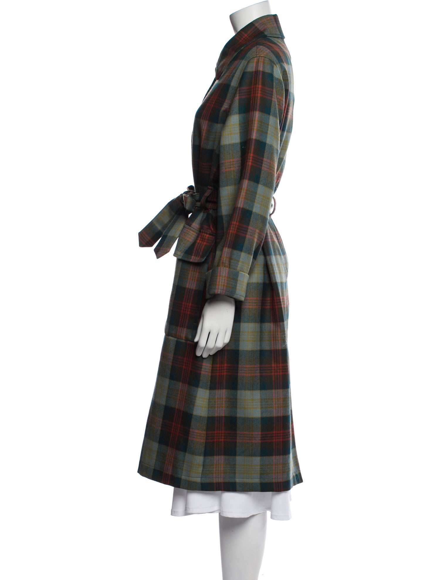 A.P.C. Wool Plaid Print Trench Coat