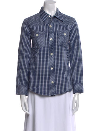 A.P.C. Plaid Print Long Sleeve Button-Up Top