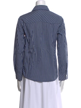 A.P.C. Plaid Print Long Sleeve Button-Up Top