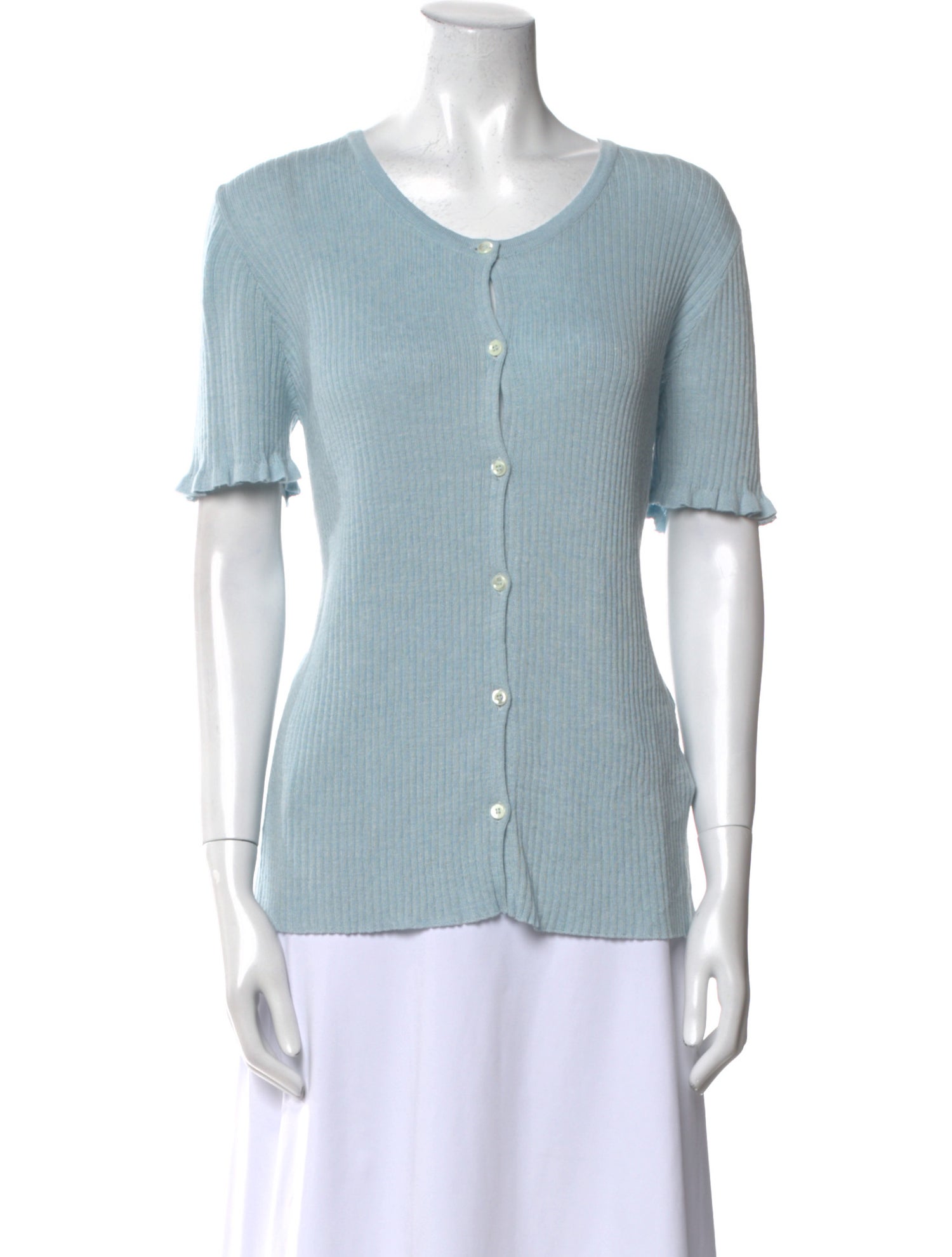 A.P.C. Scoop Neck Short Sleeve Button-Up Top