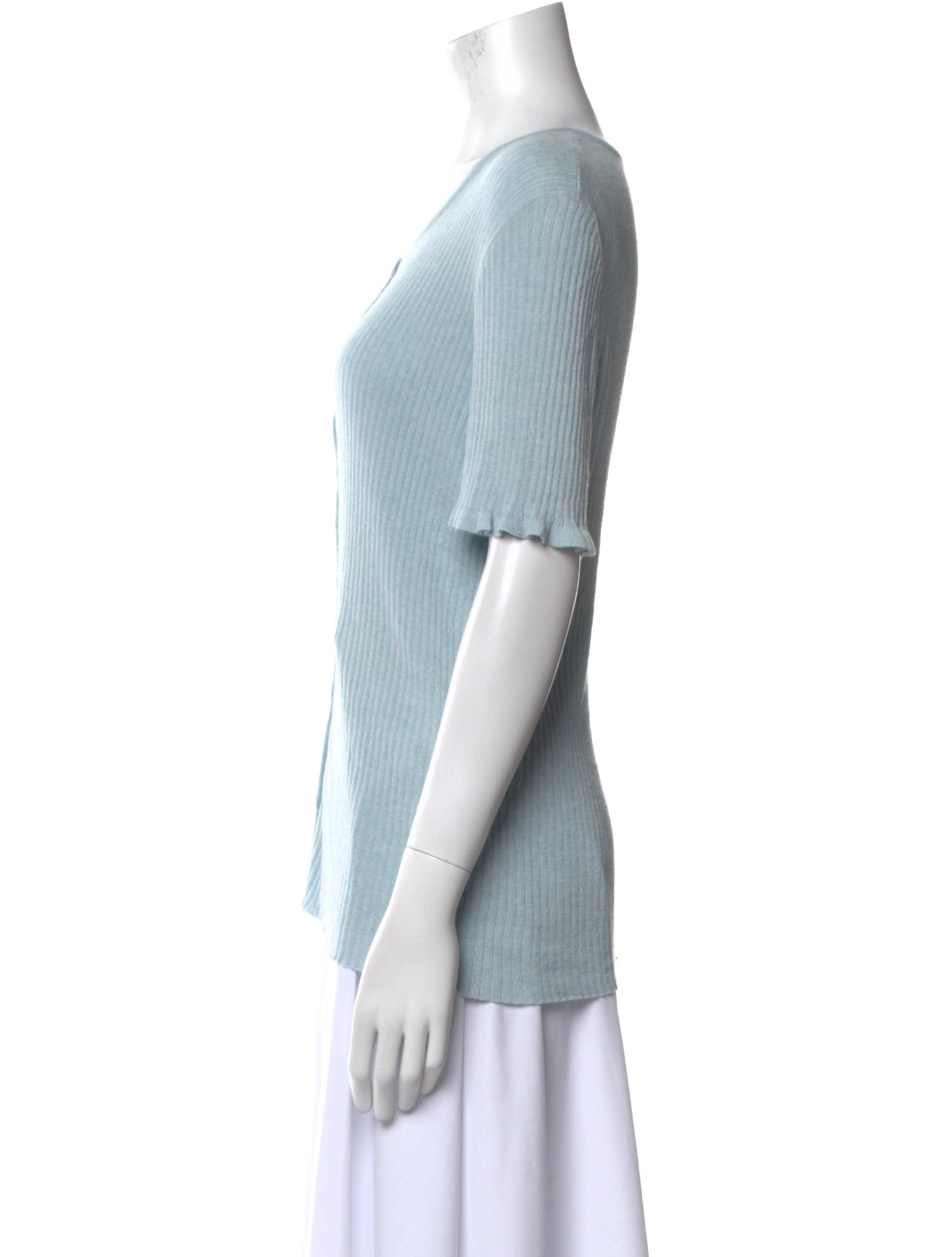 A.P.C. Scoop Neck Short Sleeve Button-Up Top