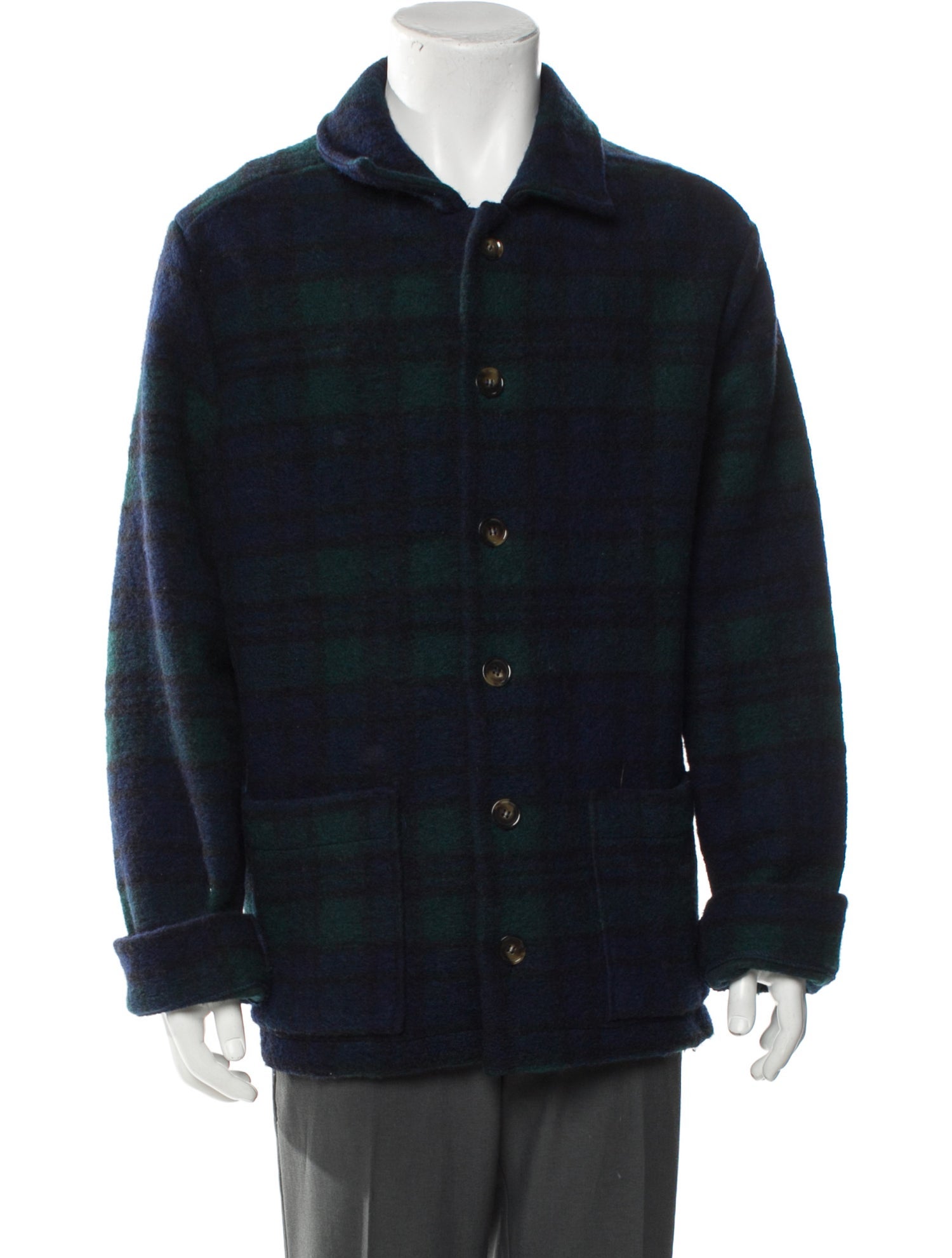 A.P.C. Wool Plaid Print Peacoat