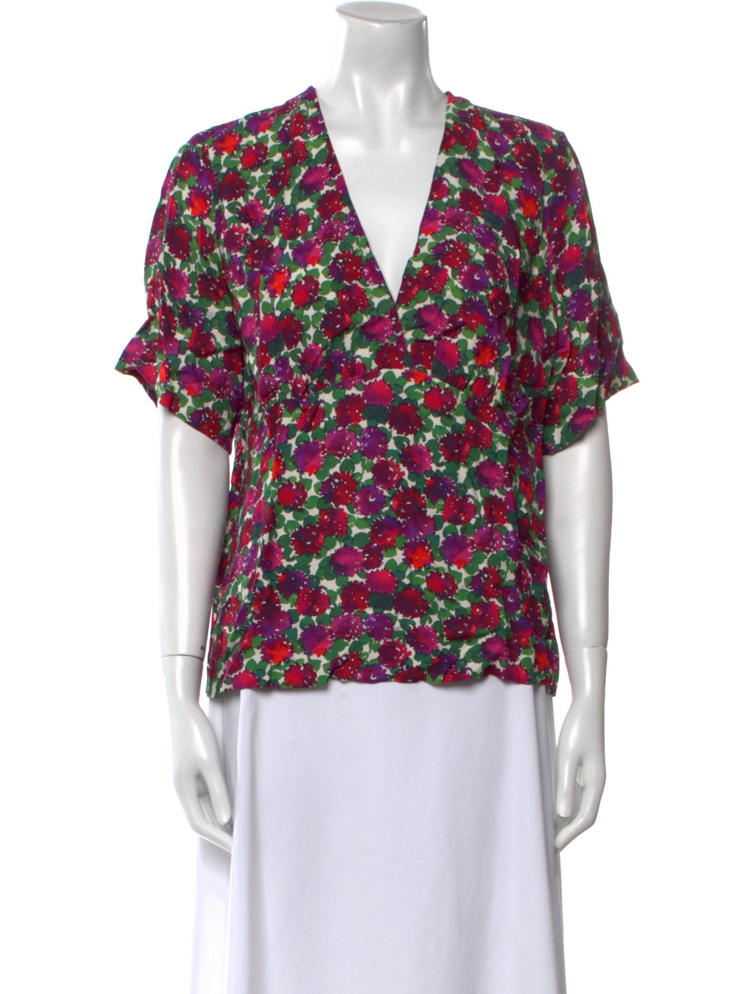 A.P.C. Floral Print V-Neck Blouse