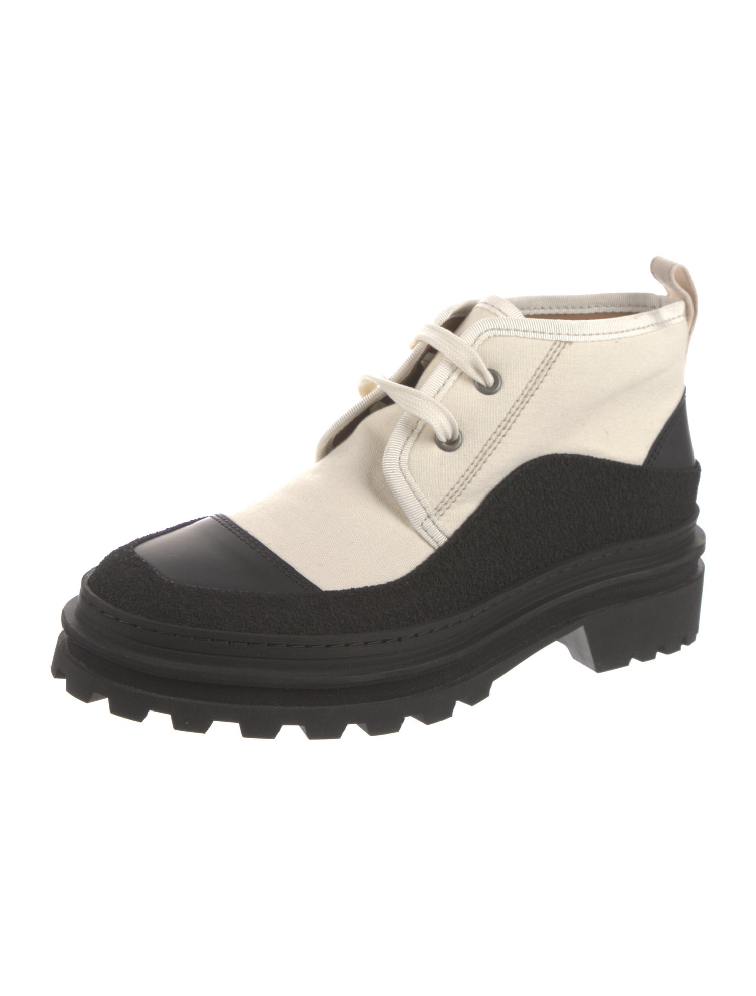 A.P.C. Canvas Colorblock Pattern Lace-Up Boots