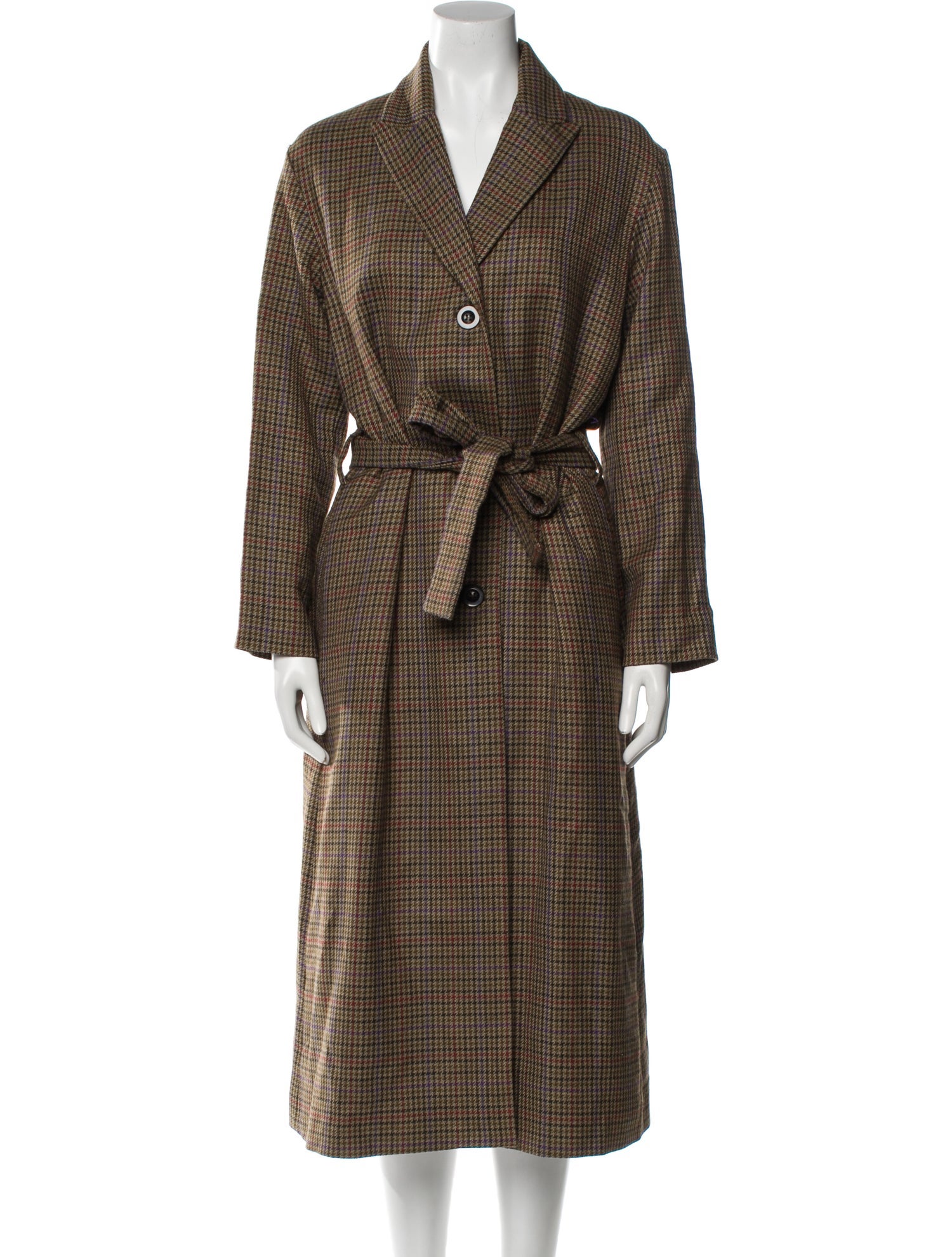 A.P.C. Virgin Wool Houndstooth Print Trench Coat