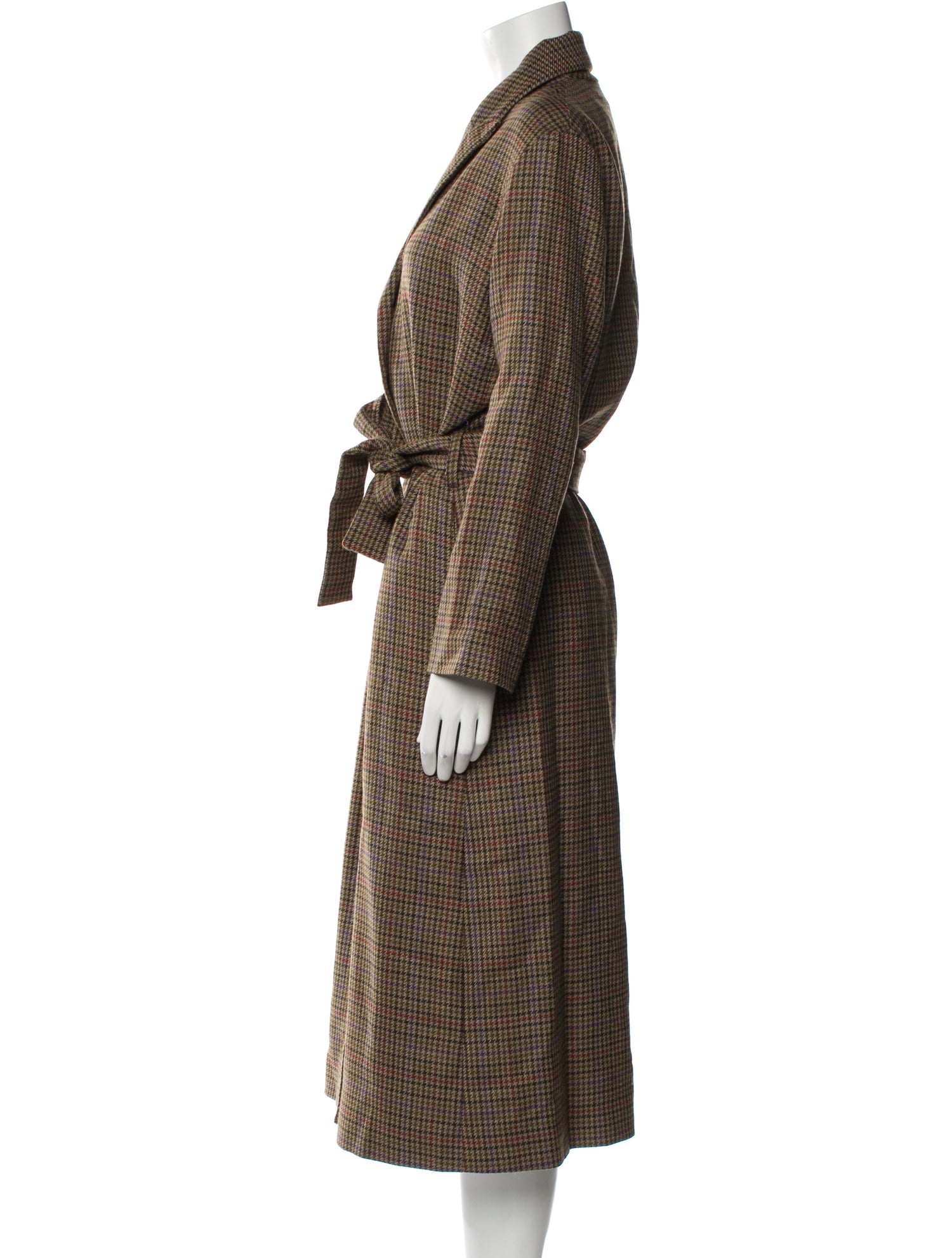 A.P.C. Virgin Wool Houndstooth Print Trench Coat