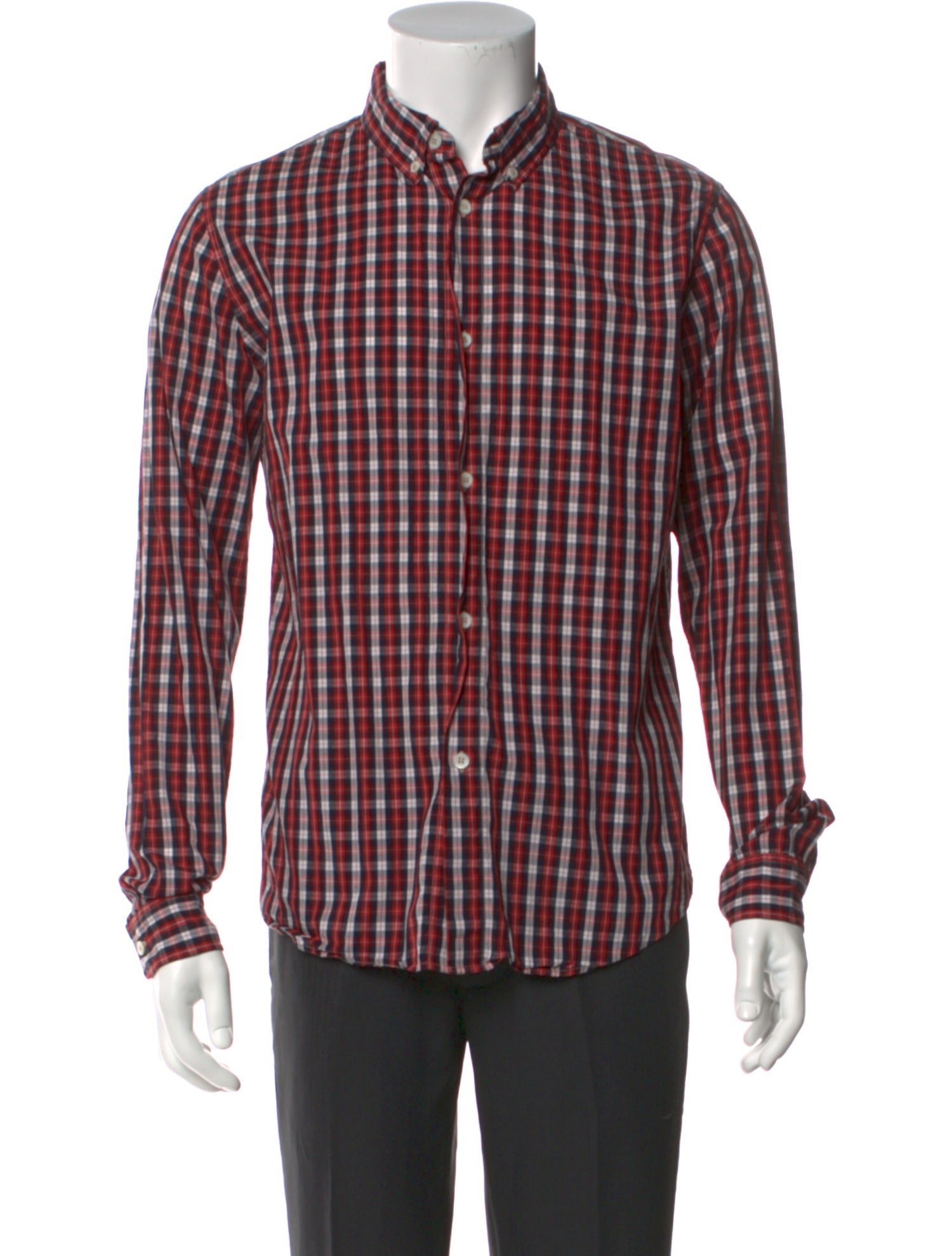 A.P.C. Plaid Print Long Sleeve Dress Shirt