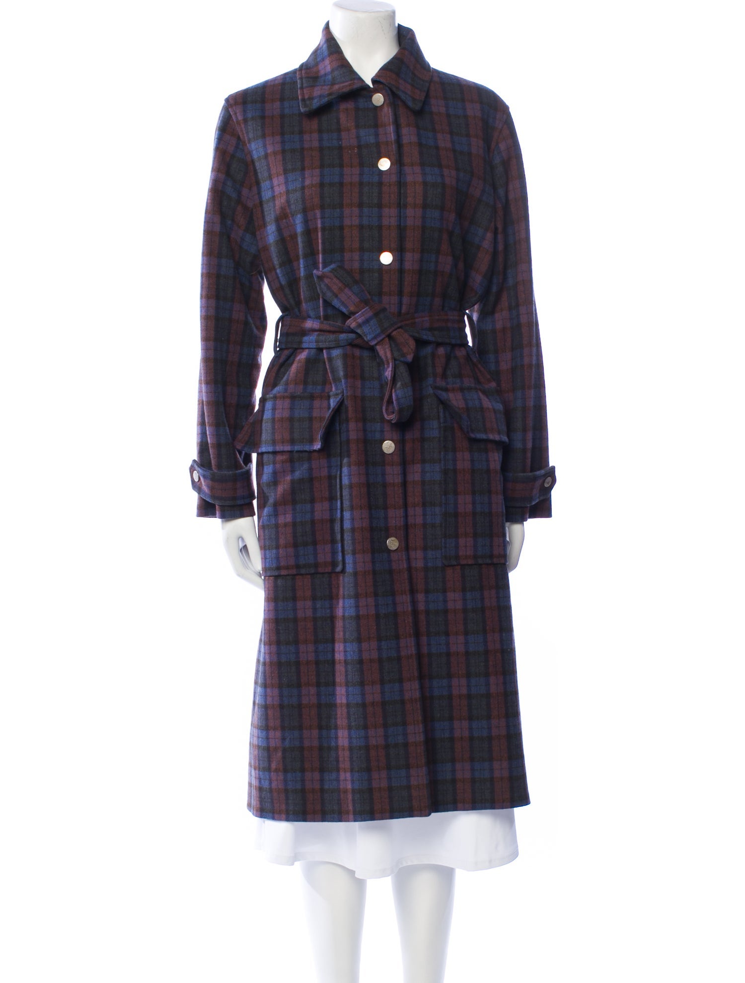 A.P.C. Wool Plaid Print Trench Coat