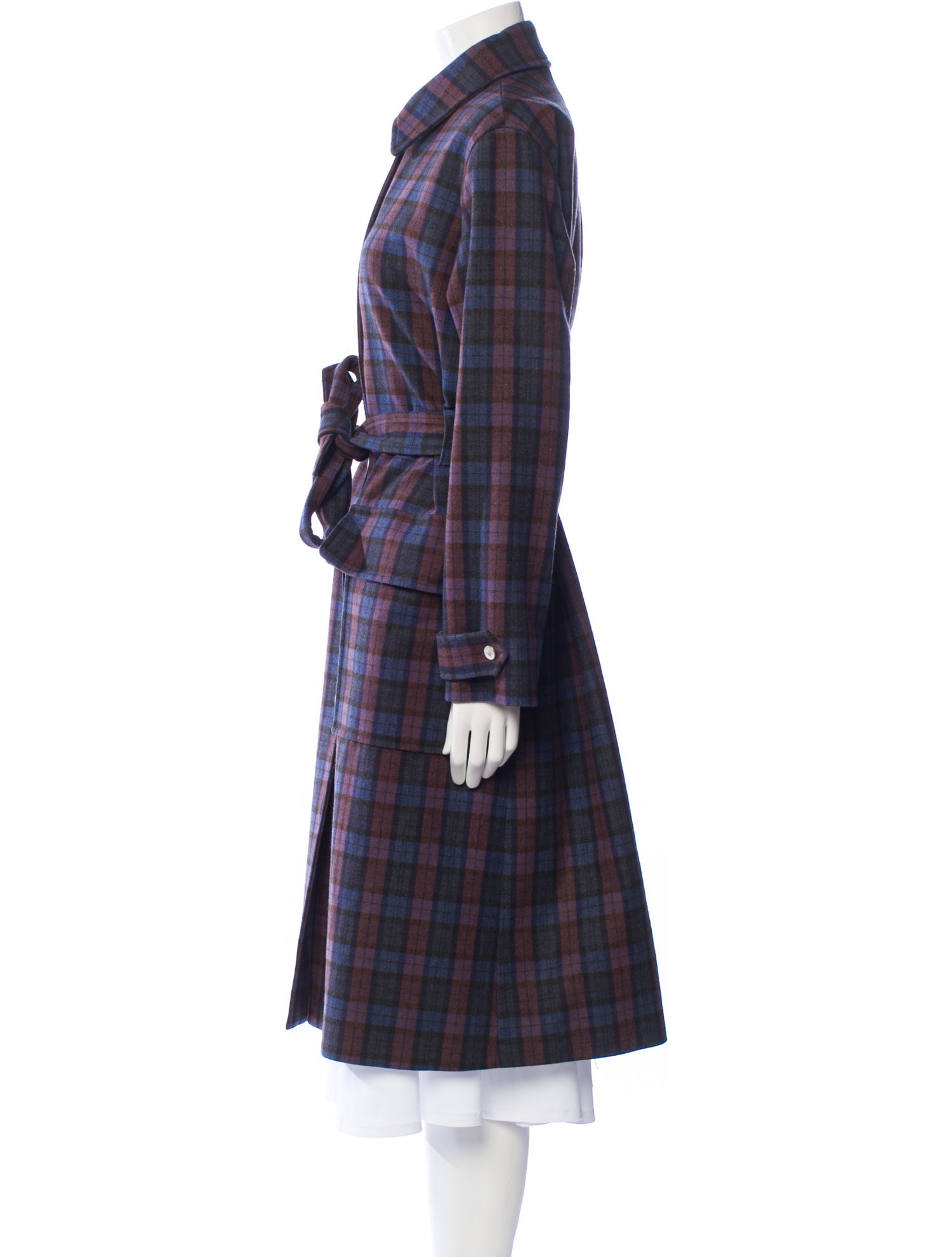 A.P.C. Wool Plaid Print Trench Coat