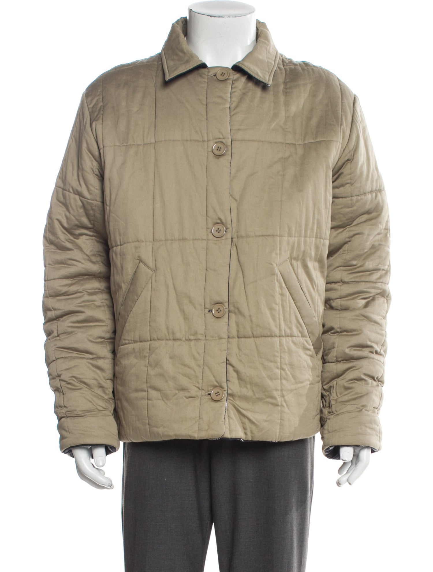 Veronique Branquinho Mandarin Collar Patch Jacket - Grey Outerwear