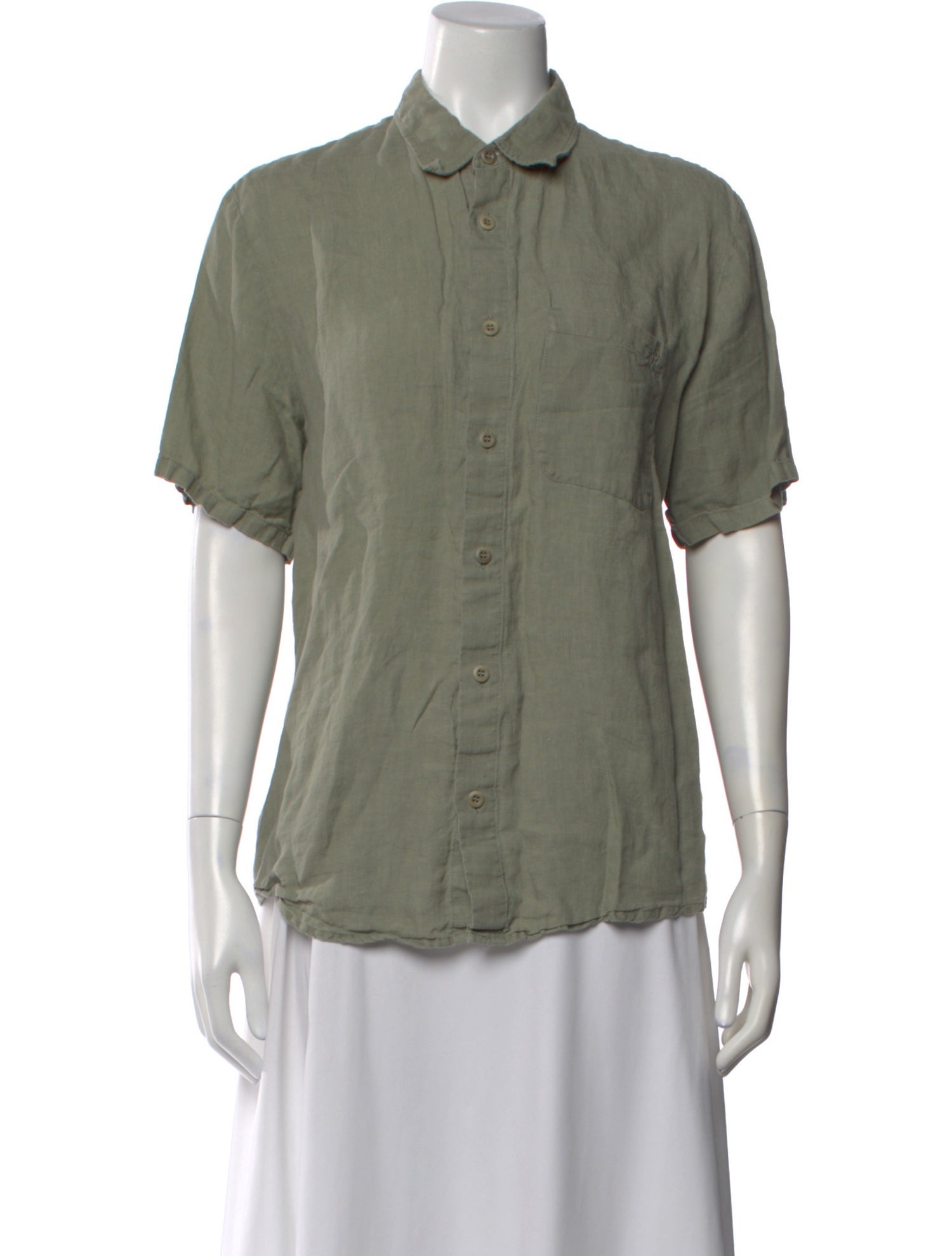 A.P.C. Linen Short Sleeve Button-Up Top