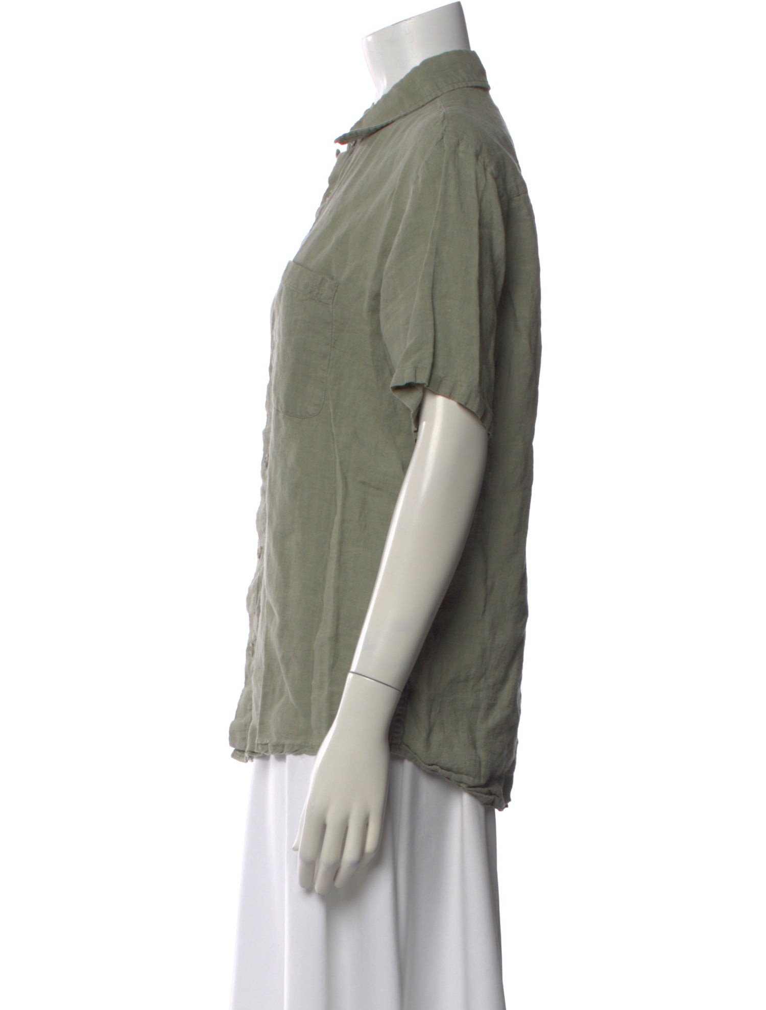 A.P.C. Linen Short Sleeve Button-Up Top