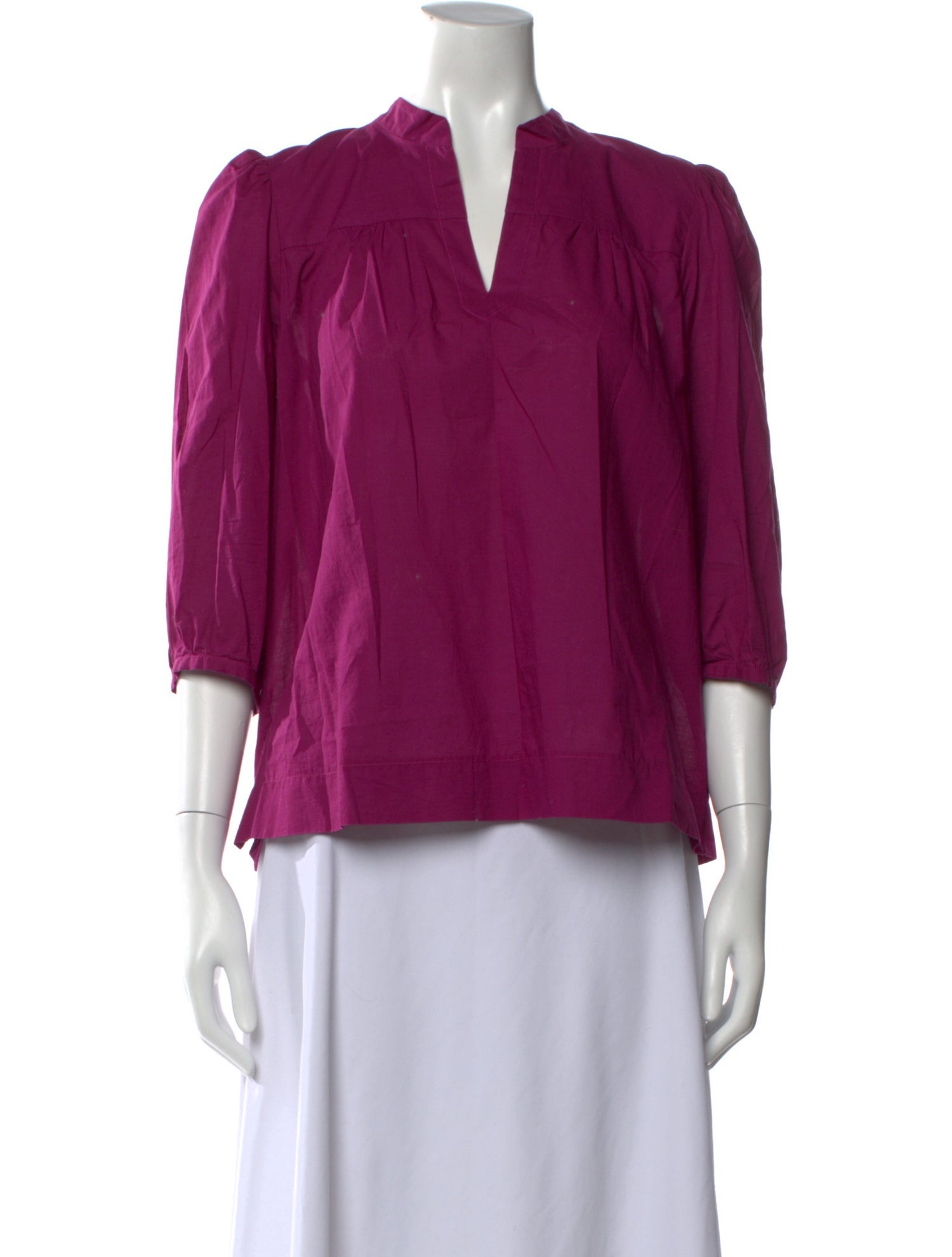 A.P.C. V-Neck Three-Quarter Sleeve Blouse