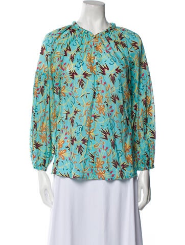 A.l.c. Tops Printed V-Neck Blouse US 0 | XS