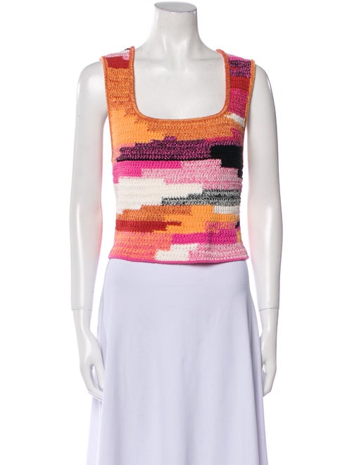 A.L.C. Printed Square Neckline Crop Top