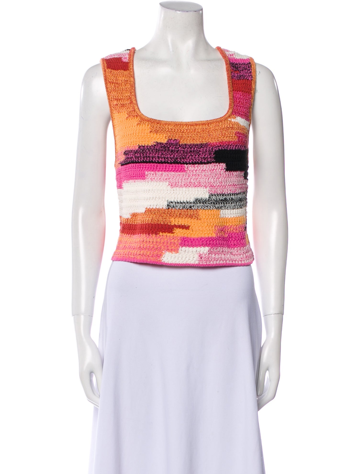 A.L.C. Printed Square Neckline Crop Top