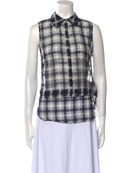 A.L.C. Plaid Print Sleeveless Button-Up Top