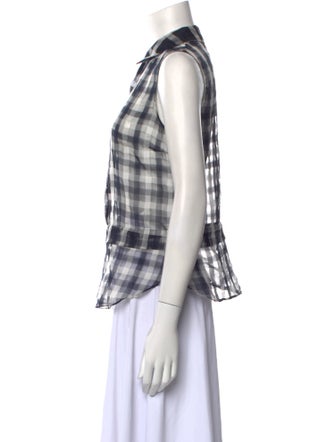 A.L.C. Plaid Print Sleeveless Button-Up Top