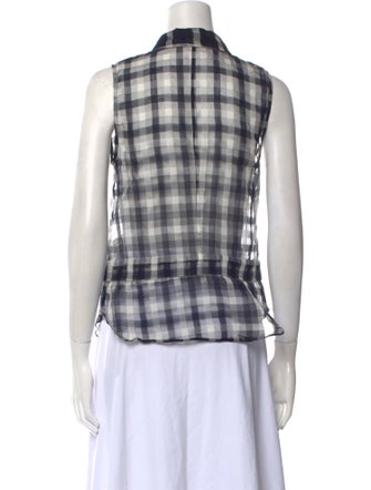 A.L.C. Plaid Print Sleeveless Button-Up Top