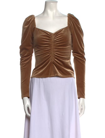 A.L.C. Square Neckline Long Sleeve Crop Top