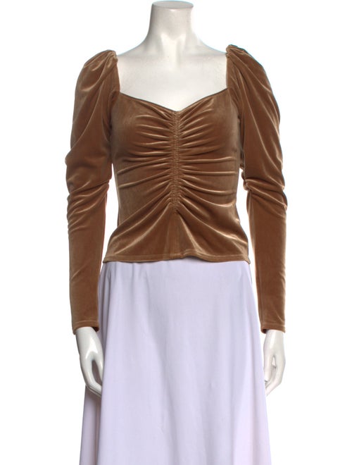 A.L.C. Square Neckline Long Sleeve Crop Top