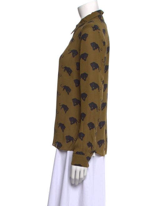 A.L.C. Silk Printed Button-Up Top