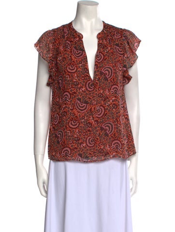 A.l.c. Tops Silk Printed Blouse US 00 | XXS