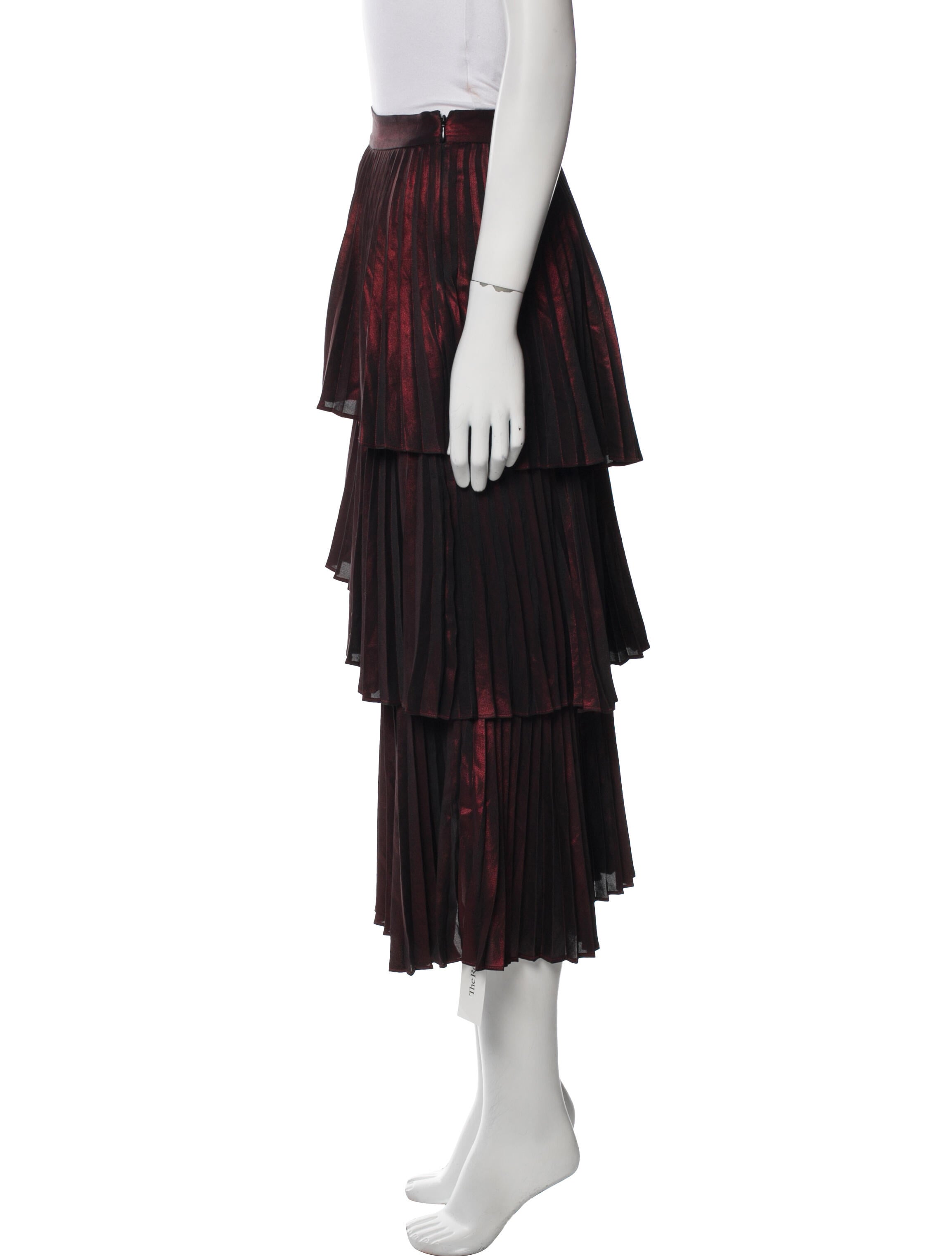 A.L.C. Pleated Accents Midi Length Skirt