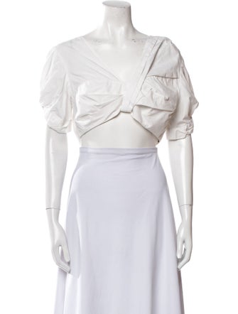 A.L.C. V-Neck Short Sleeve Crop Top